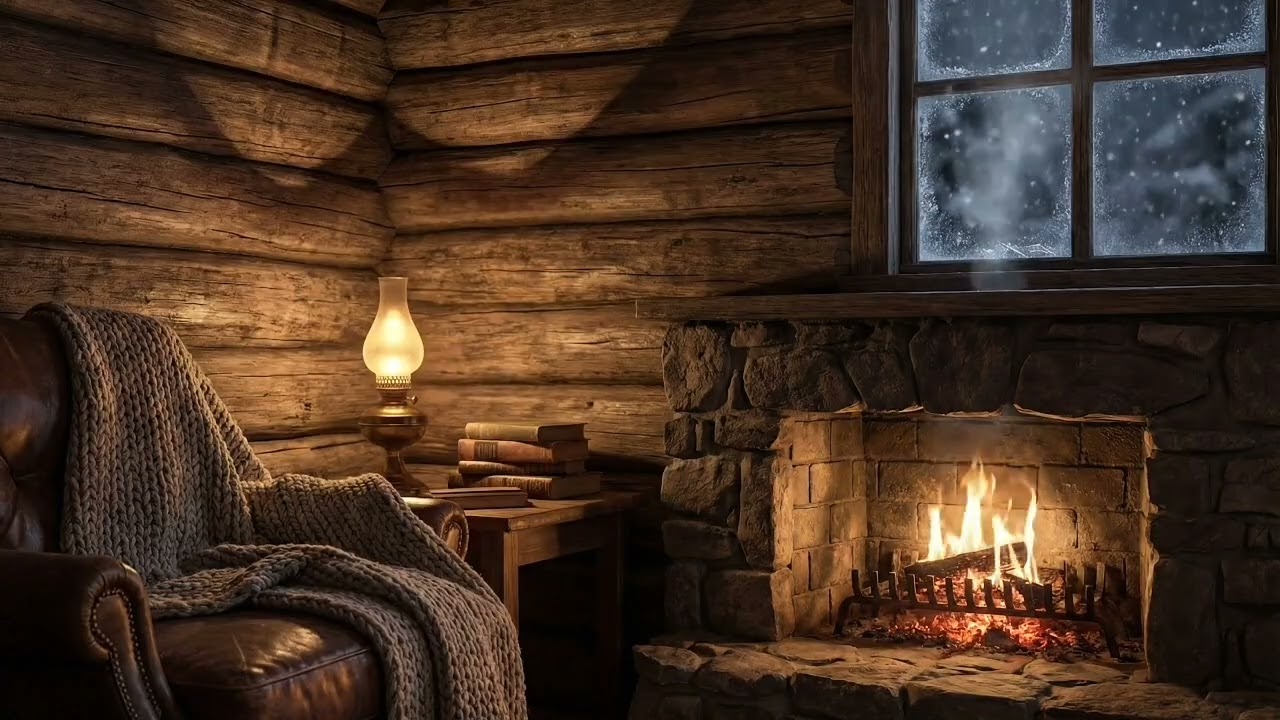 Cozy Winter Fireplace for Relaxing & Deep Sleep | 1 Hours