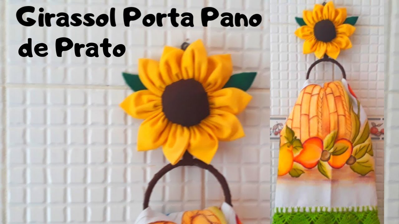 GIRASSOL PORTA PANO DE PRATO #ARTESANATO #CANALDAMARA