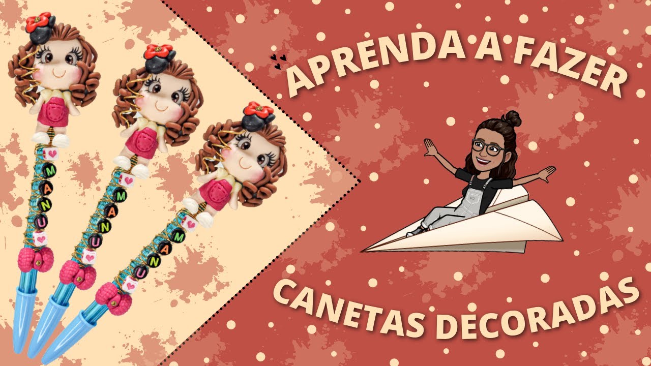 CANETA COM NOME | APRENDA COMO FAZER CANETAS DECORADAS COM APLIQUE EM BISCUIT E GANHE MUITO DINHEIRO