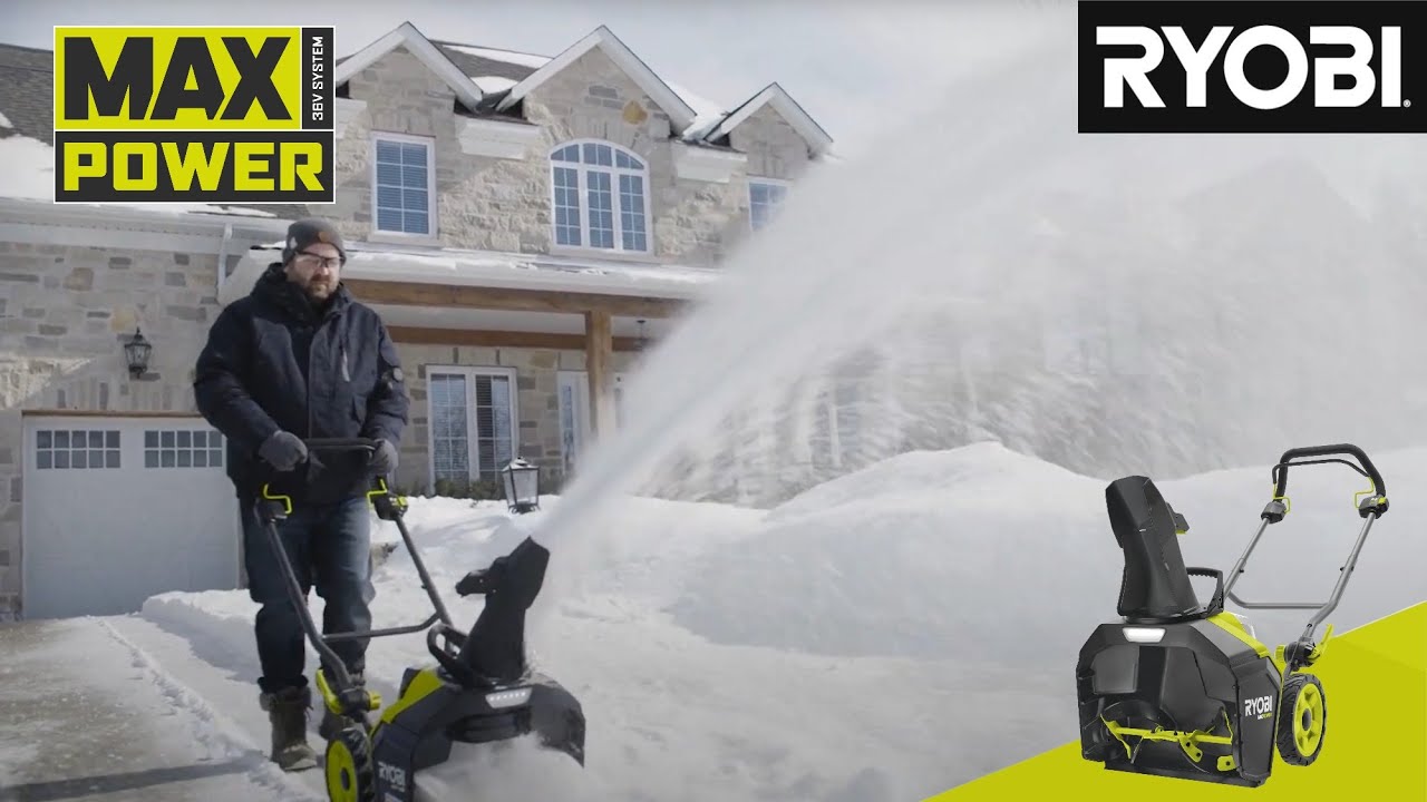 RYOBI 36 V MAX POWER Brushless Akku-Schneefräse RY36STX45A | 8m Wurfweite 