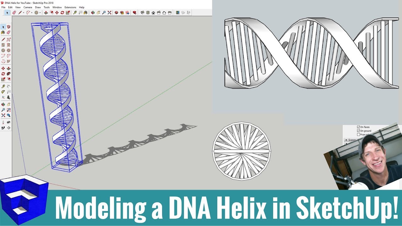 Modeling a DNA Helix in SketchUp with Curviloft and Helix Along Curve