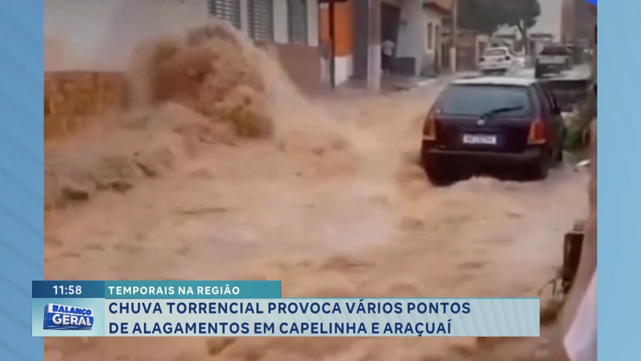 Temporais na Região: Chuva causa alagamentos em Capelinha e Araçuaí.