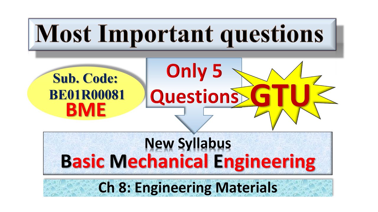 Ch. 8: BME, IMP questions, GTU, Engineering Materials, BE01R00081