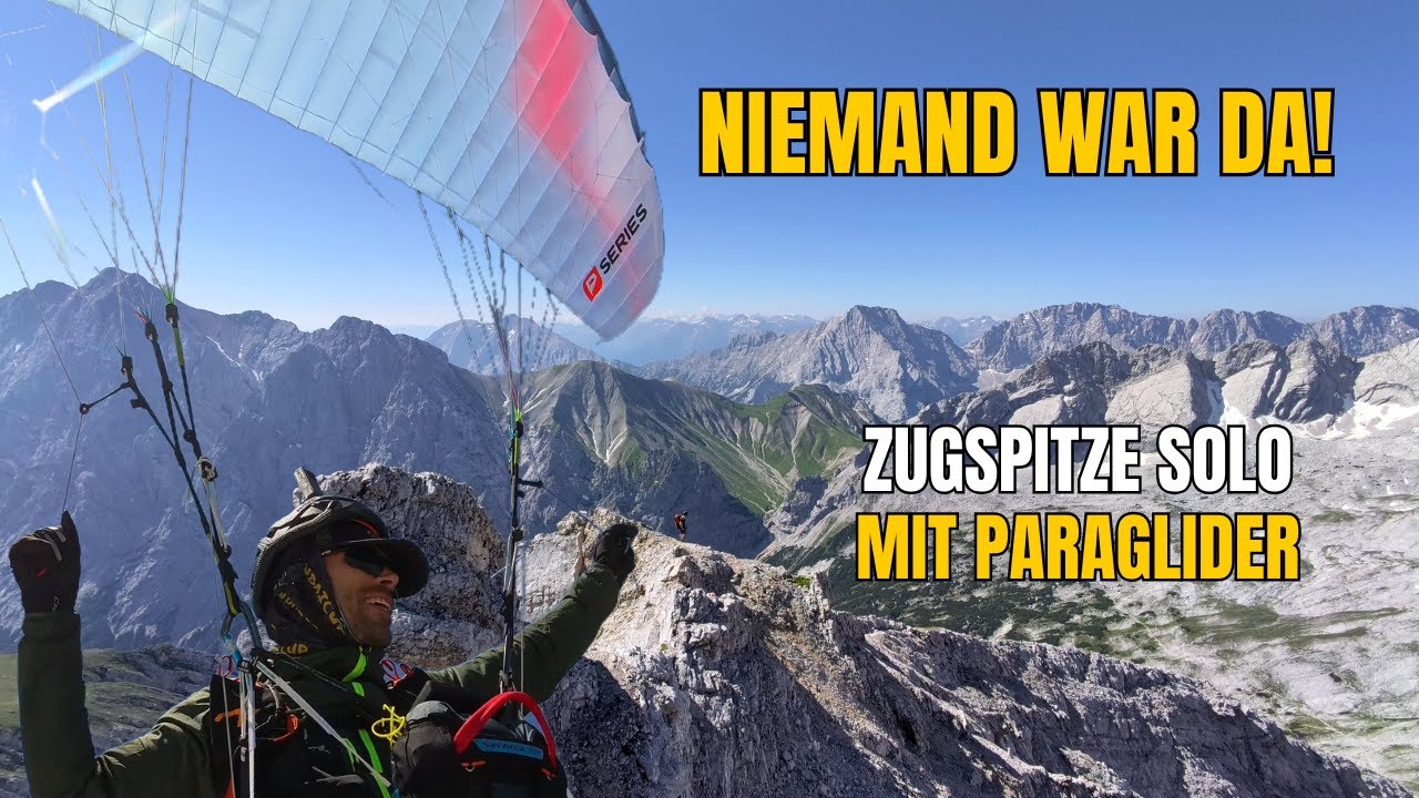 Zugspitze ohne Touristen, dafür mit Gleitschirm | Brunntal- und Jubiläumsgrat