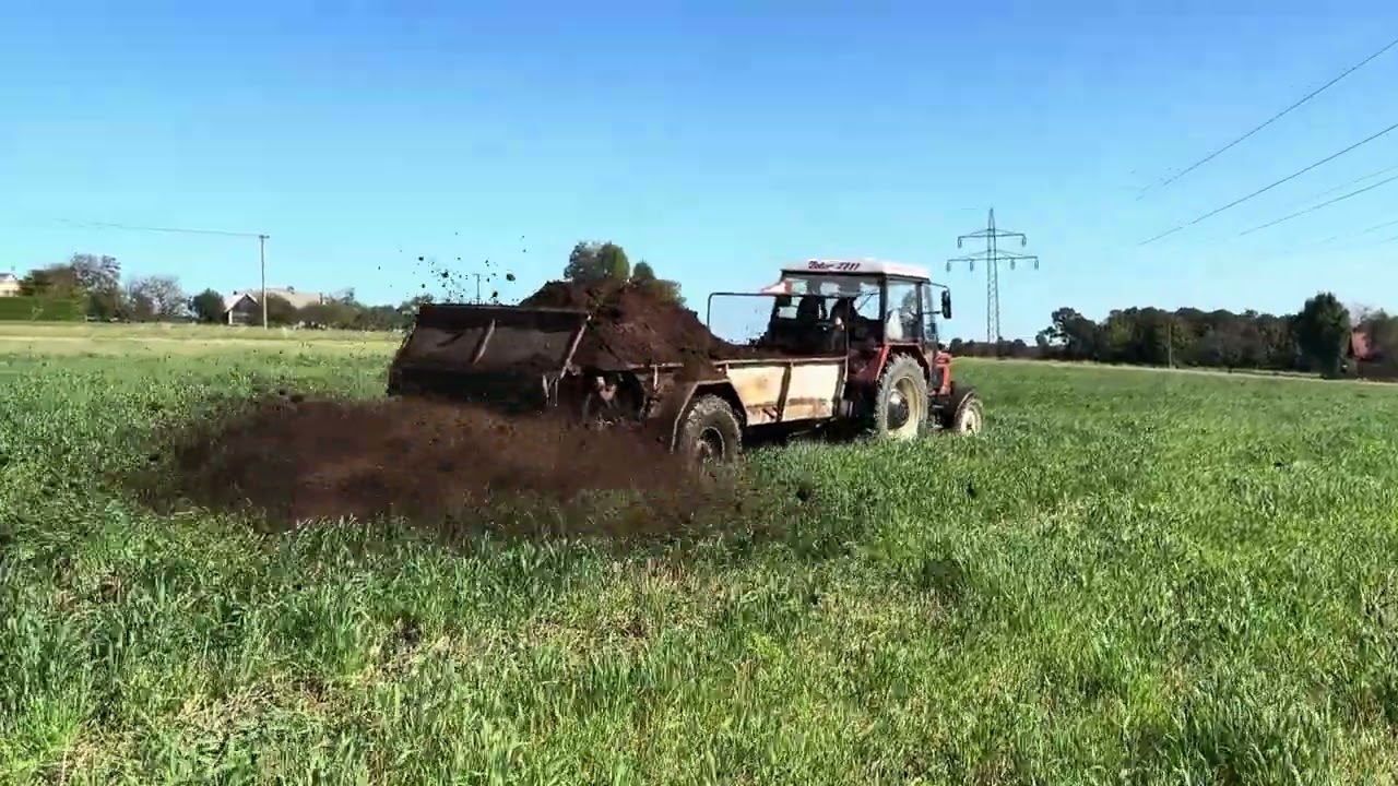 Rozmetání hnoje Zetor 7711+RUR-5 Ostrowek k-162