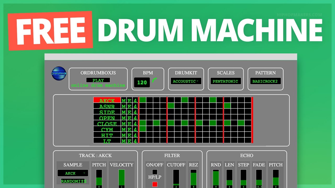 Ordrumbox - FREE Online Drum Machine Software ( 7 Drum Kits )