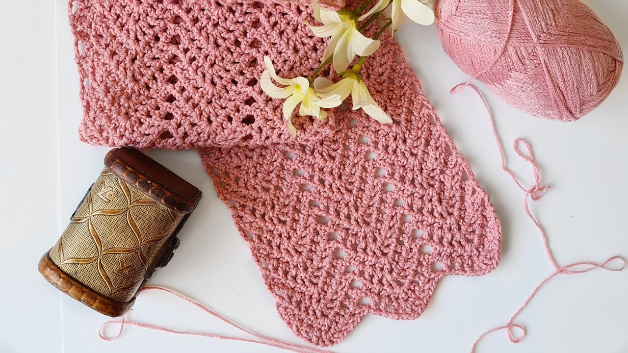 HOW TO CROCHET LACY STITCH FOR SCARF WITH DOUBLE CROCHET
