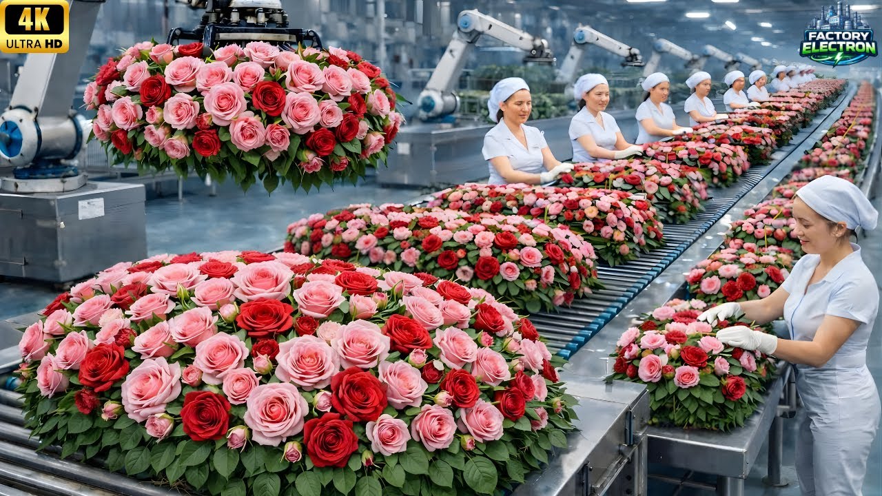 Unbelievable! How Millions of Roses Are Processed Inside the Largest High-Tech Rose Factory
