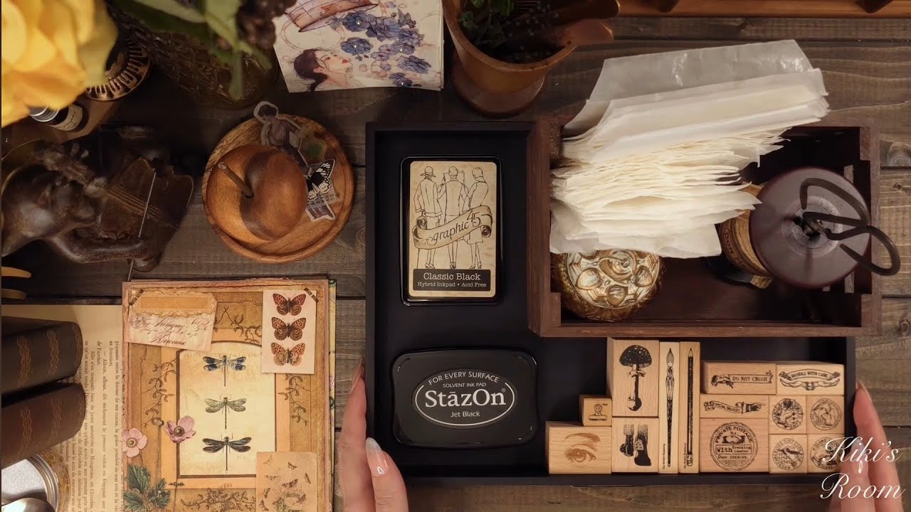 ASMR｜ステッカー収納、素材整理、コラージュをした日｜Organize & Journal With me