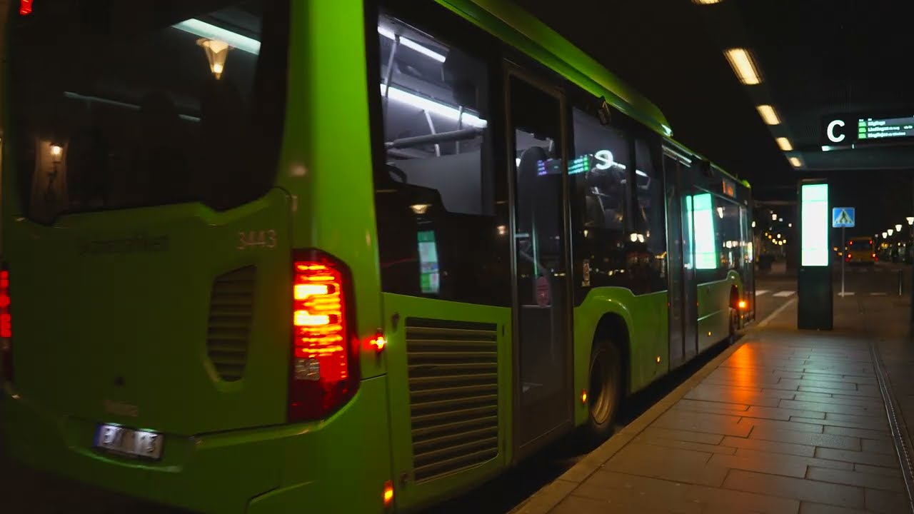 Sweden, Malmö, bus 32 night ride from Central Station to Studentgatan