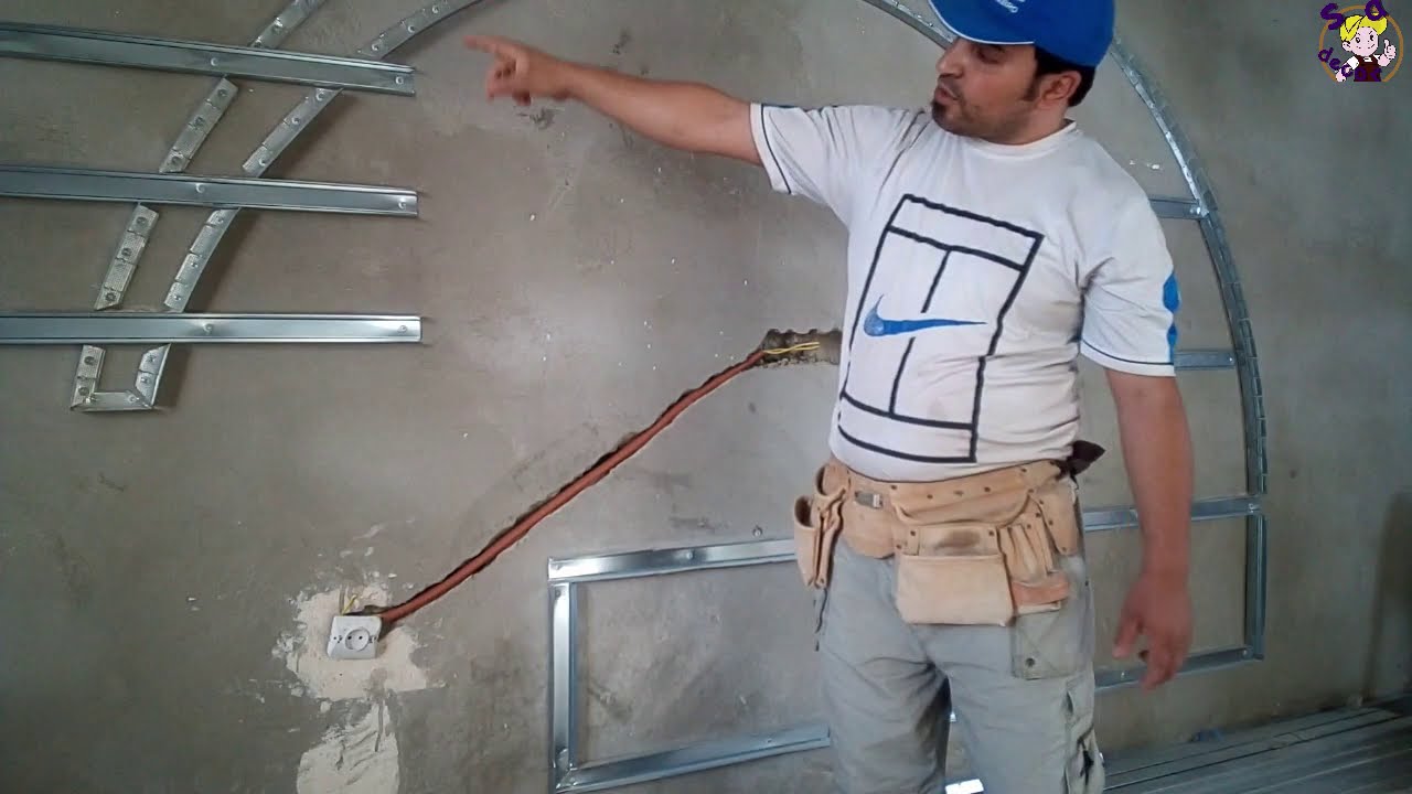 طريقة عمل ديكور شاشة التلفاز #2الاجزاء المعدنية والكهرباء/placoplatre ba13 ديكورات المنازل meuble tv