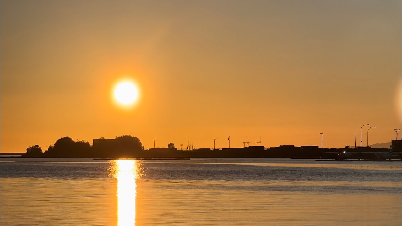 Beautiful Sunset at the Fraser River by the Vancouver International Airport Time Check 8:35pm Canada