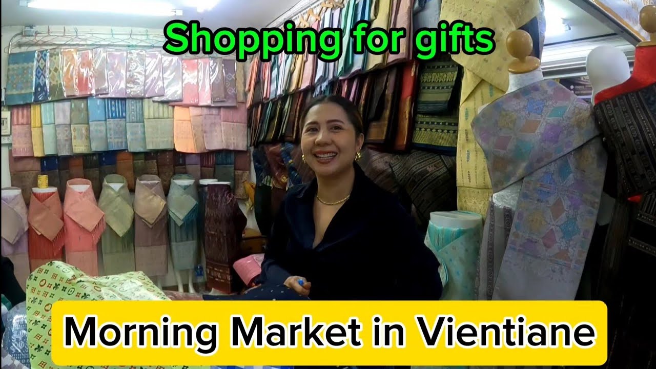 🇱🇦 Shopping for gifts at the Morning Market and touring the old side of the market 