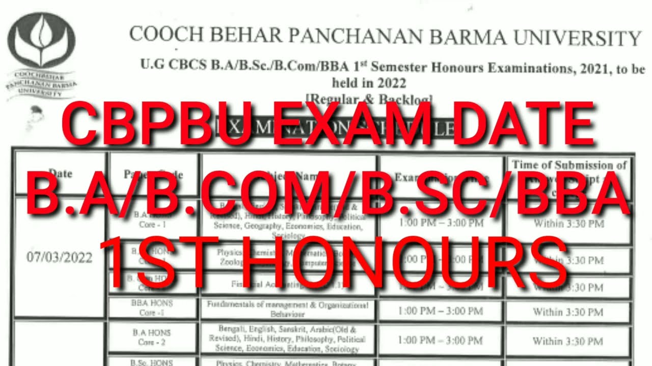 CBPBU EXAM DATE 07-14 march B.A/B.Com/B.Sc/BBA