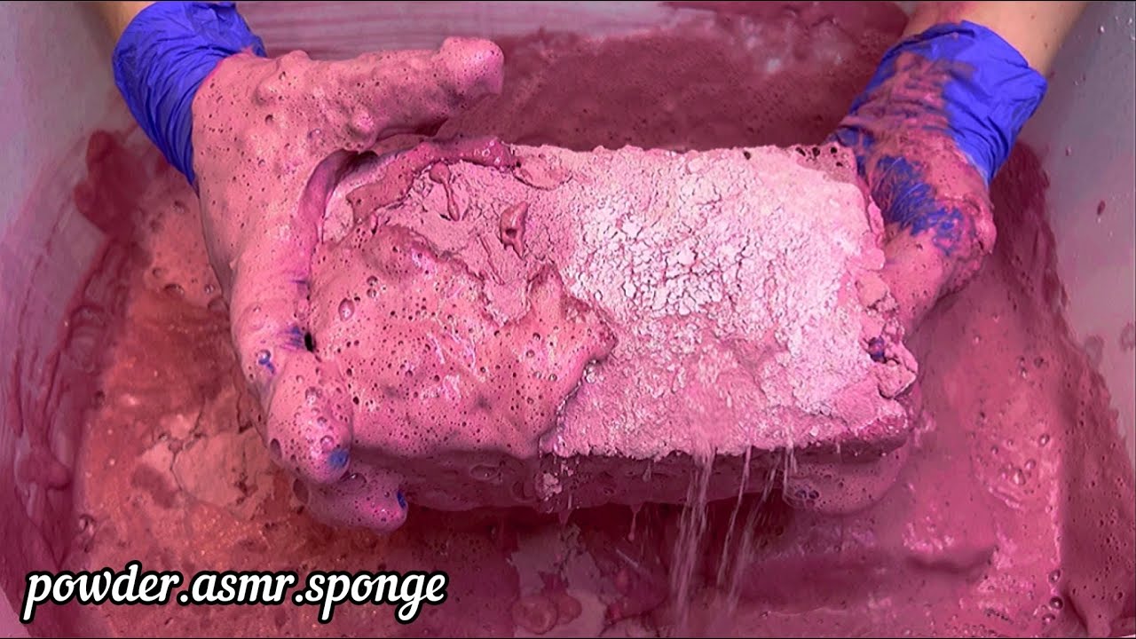 Pink creamy paste 💞 Squeezing sponges asmr