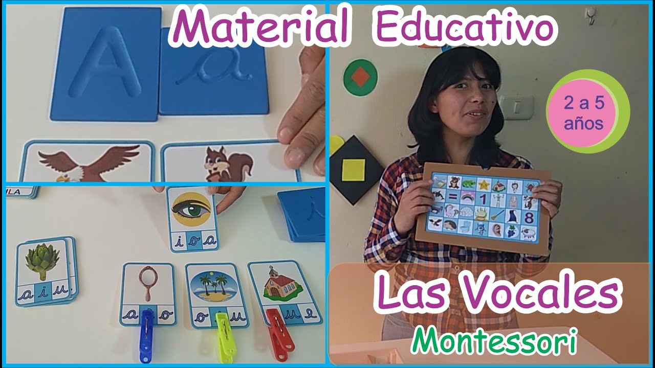 Material Didáctico/Inspiración Montessori/Las Vocales/Letras de lijas/para niños de 2 a 5 años/