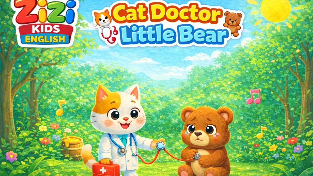 Cat Doctor and Little Bear 🐱🩺🐻 | Kids Nursery Rhyme | Zizi Kids English