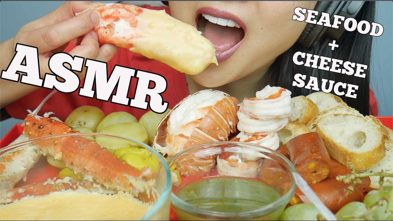 ASMR SEAFOOD *CHEESE Fondue (King Crab + Lobster + Prawns + Sausage) EATING SOUNDS | SAS-ASMR
