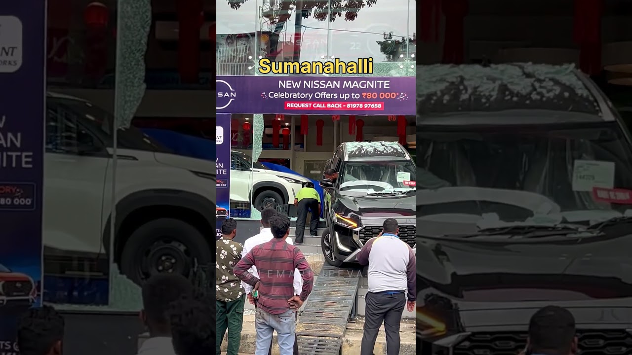 Car Crashes Inside Nissan Showroom in Sumanahalli | Shocking Footage! | #viralvideo #travel #vlog