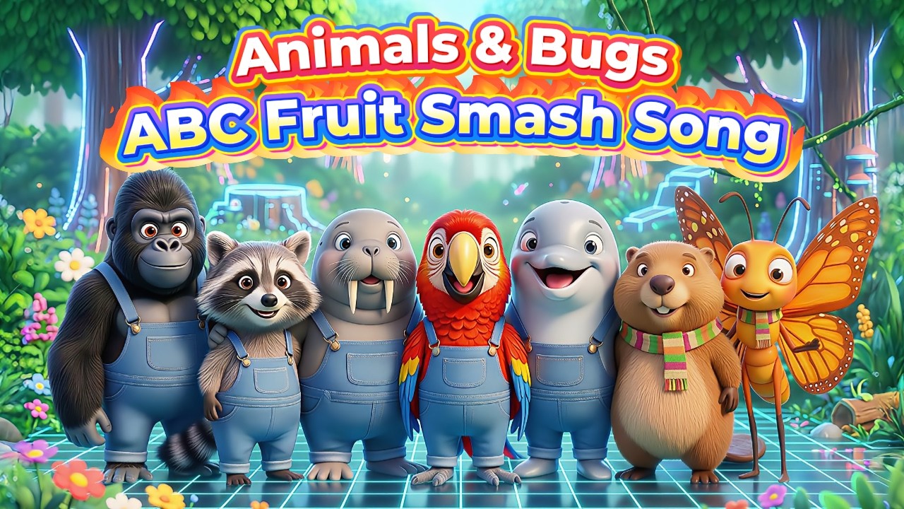 ABC Animals Fruit Smash Song 🍍🍉 | Learn Alphabet with Colors & Animal Sounds | A to Z Kids Song