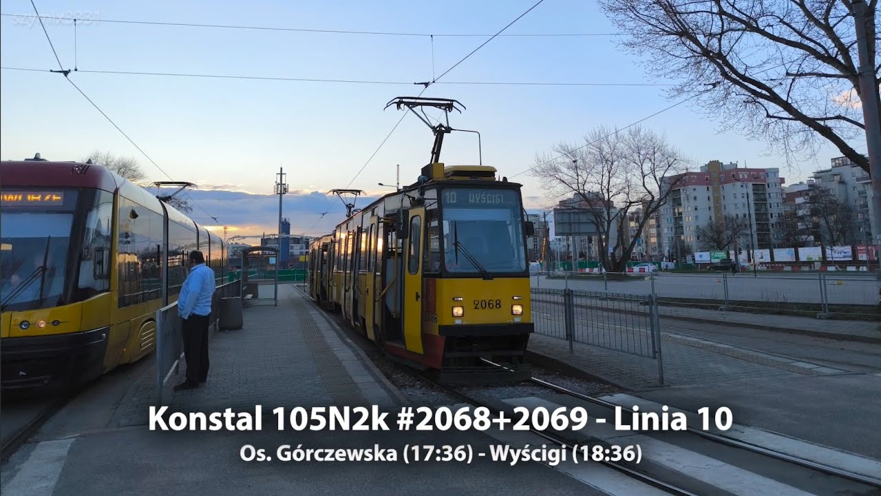 Linia 10 | Konstal 105N2k #2068+2069 - Tramwaje Warszawskie