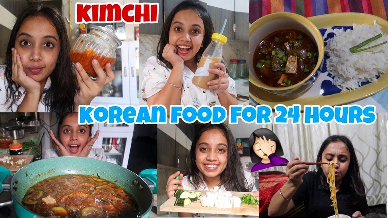 I cooked and ate only KOREAN food for 24 HOURS🇮🇳 |gopsvlog