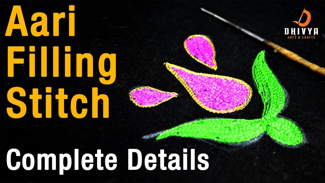 aari embroidery leaf filling stitch class | aari work for beginners