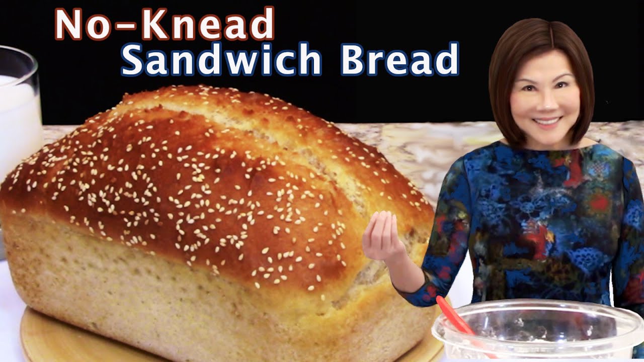 Сэндвич-хлеб без замеса - домашний - легко 4 ингредиента - No Knead Sandwich Bread