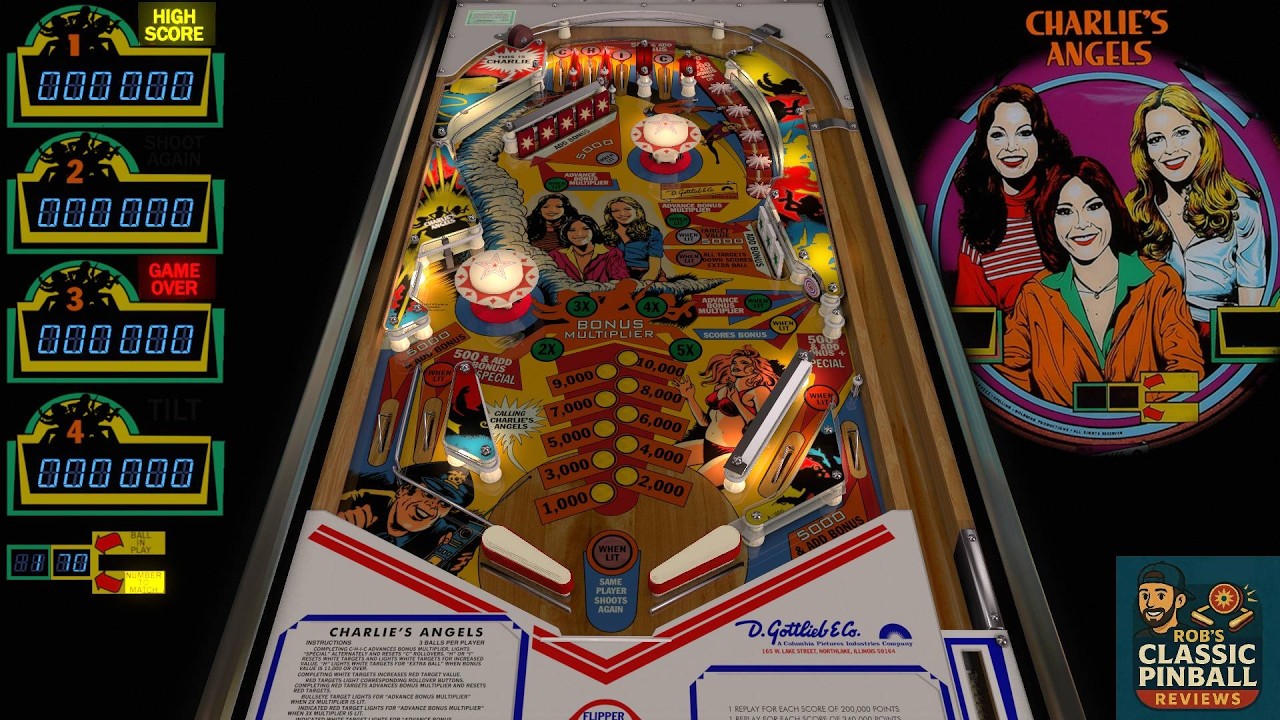 Visual Pinball Classic Pinball Review Charlie's Angels, Gottlieb 1978