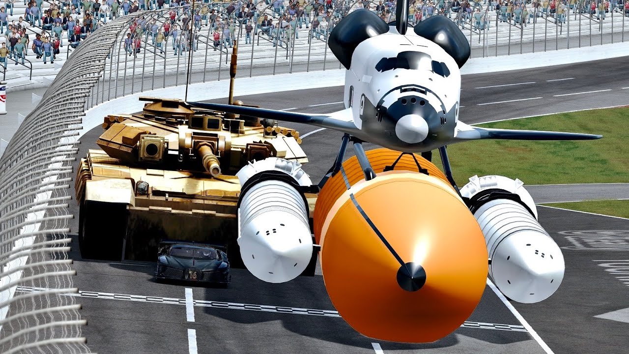 Bugatti Black Devil VGT vs NASA Space Shuttle vs Tanke with Monster Engine - Drag Race 20 KM
