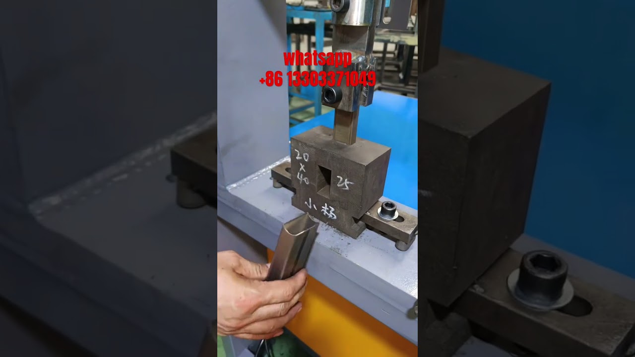 Semi-automatic feeding single-station hydraulic square pipe cutting machine, made in China.