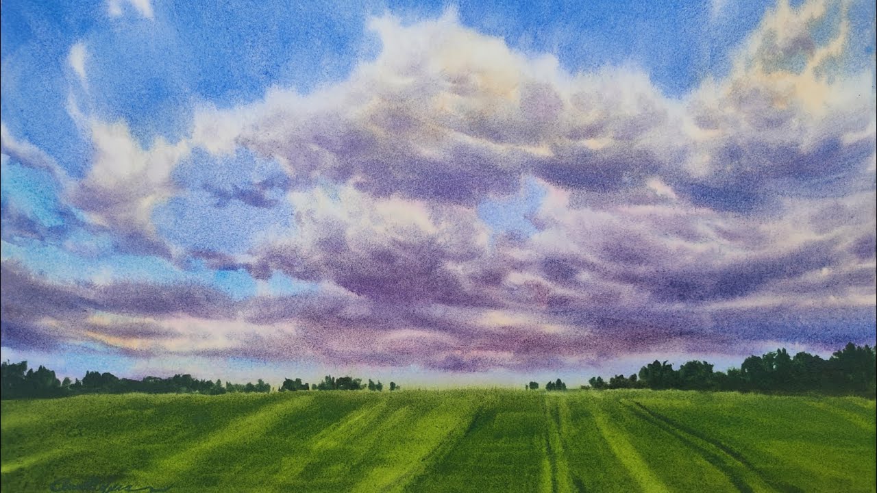 C&oacute;mo pintar un cielo con nubes | PAISAJE EN ACUARELA