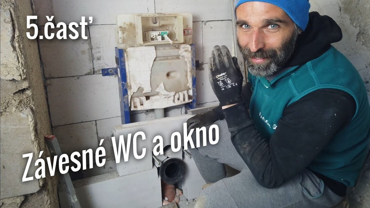 Stavba kúpeľne svojpomocne - obmurovanie závesného WC a montáž okna. 5.časť