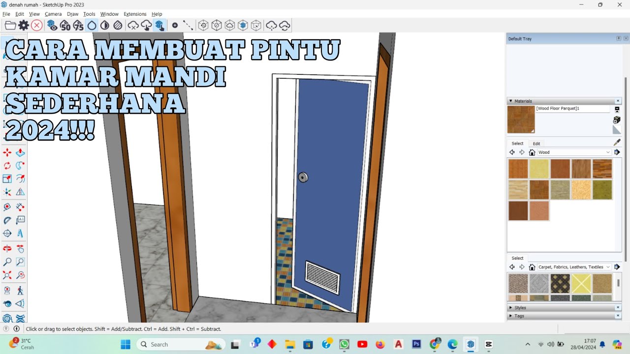 CARA MEMBUAT PINTU KAMAR MANDI SEDERHANA DI SKETCHUP 2024