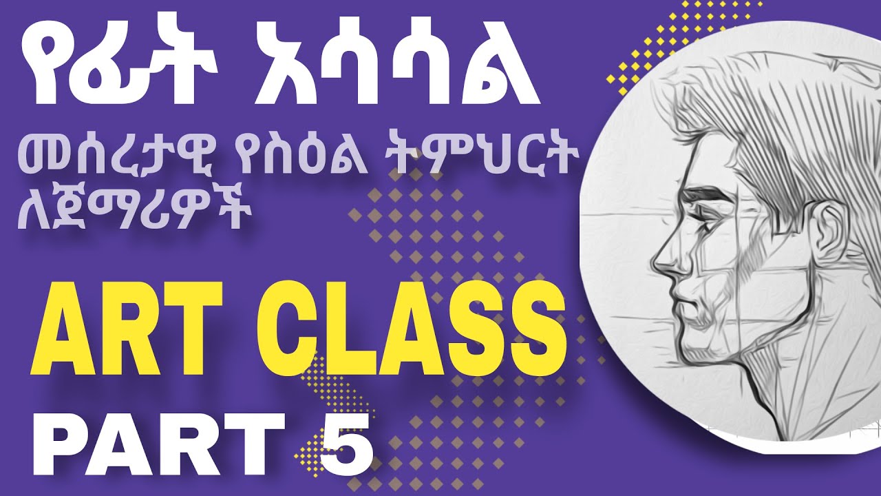 የሰው ፊት አሳሳል መሰረታዊ የሰእል ትምህርት ለጀማሪዎች ክፍል 5 / how to draw  a face basic drawing for beginners