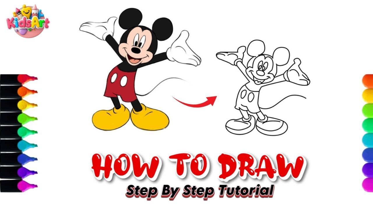 How to Draw Mickey Mouse Step by Step | Easy & Cute Mickey Mouse Drawing for Beginners