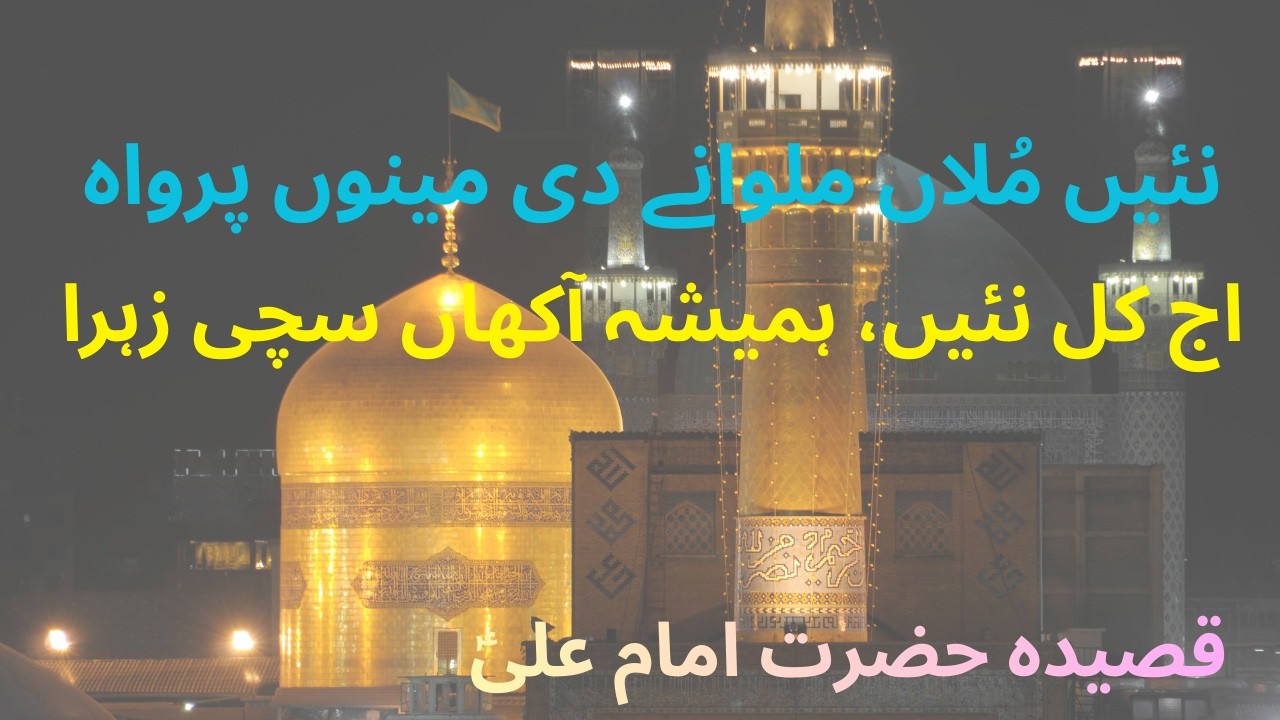 Qaseeda Imam Ali | نئیں مُلاں ملوانے دی مینوں پرواہ   اج کل نئیں، ہمیشہ آکھاں سچی زہرا۔|