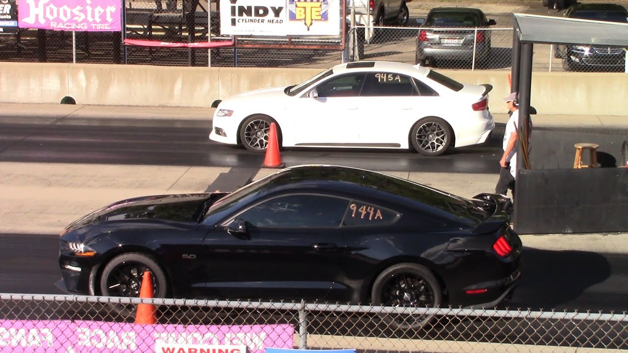 Mustang GT Roush Phase 2 vs Genesis G70 & Audi 1/4 Mile Drag Races