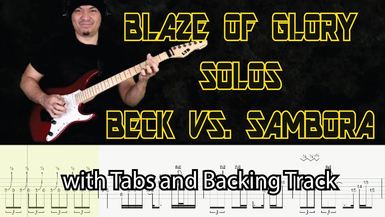 Bon Jovi Blaze of Glory - Beck VS. Sambora Guitar Solos Lesson  with Tabs and Backing Track