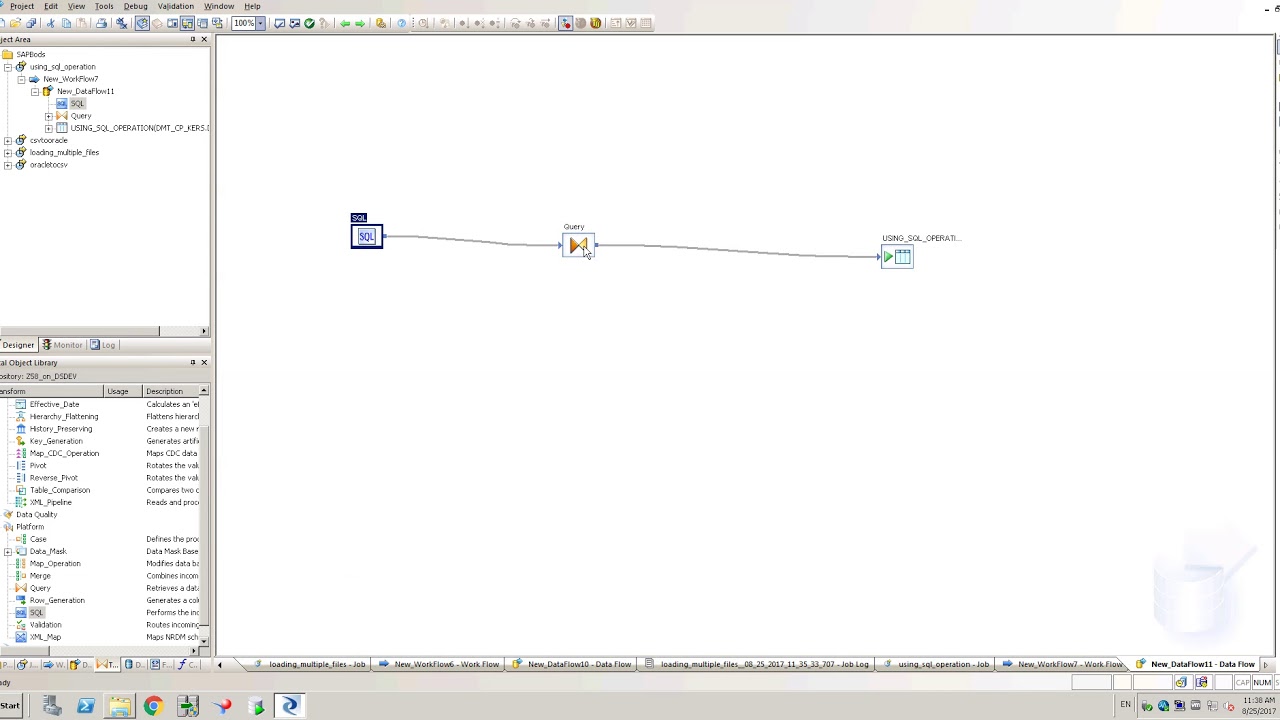 SAP BO Data Services Tutorial: sql operation