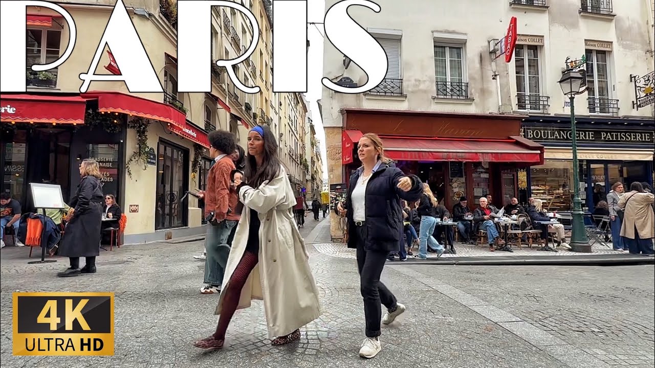 [🇫🇷Paris France 4K 60FPS Walking Tour] Paris Watching Peoples(Rue Montorgueil) 08/April/2025