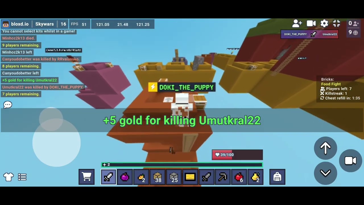 Skywars but if I die the video ends (Execpt I'm using my Android phone)