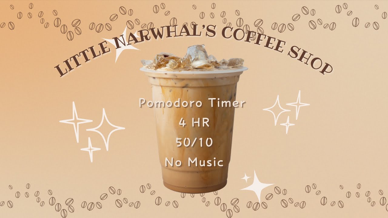 4 Hour Pomodoro Timer 50/10 | Coffee Shop Deep Study Session (No Music, Ambience Only) ☕