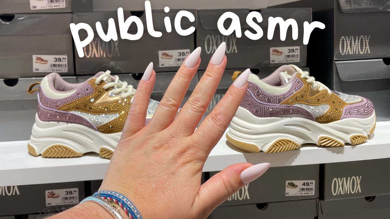 Public ASMR Shoe Store Triggers ✨ Fabric Scratching & Tapping