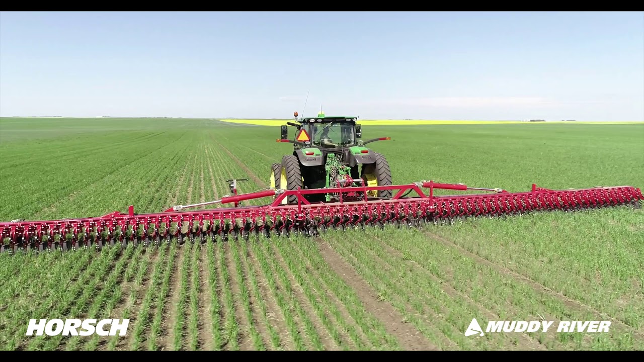 Transformer cultivating organic wheat on 25cm row, camera technology and sliding hitch.