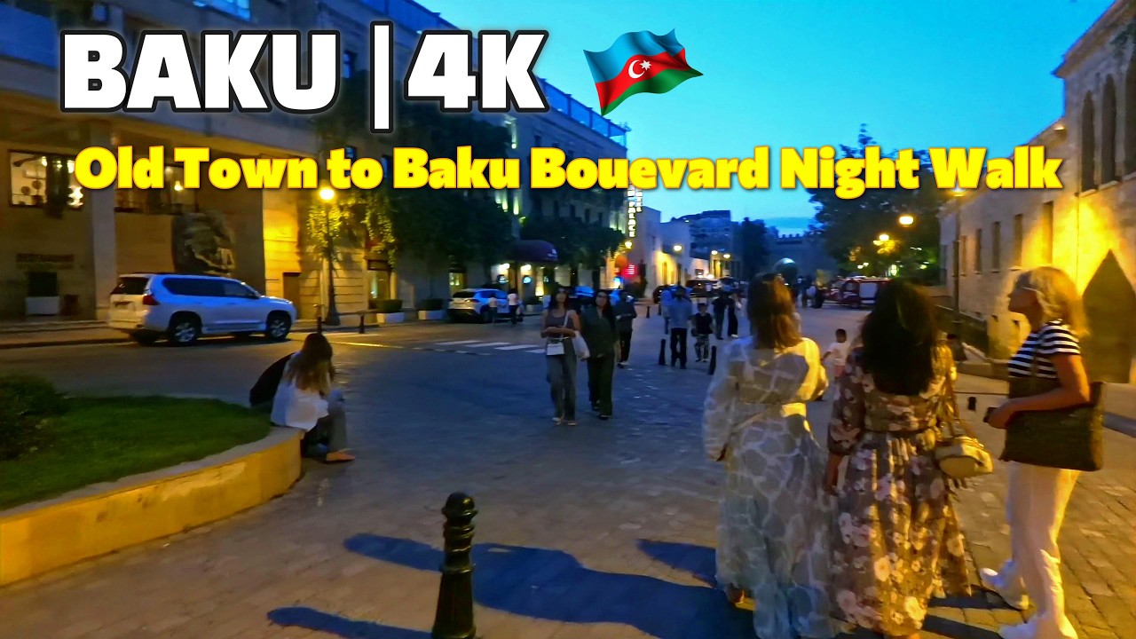 BAKU NIGHT WALK 🇦🇿 Old City to Baku Boulevard | Maiden Tower to Little Venice #travel #walkingtour