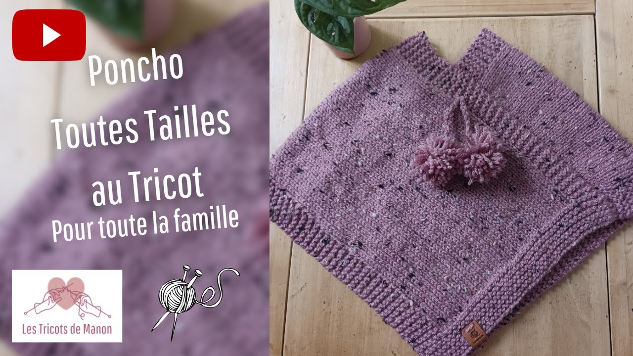 Poncho Toutes Tailles au Tricot ⚠️ Encolure trop étroite ! Lire les dimensions dans la description !