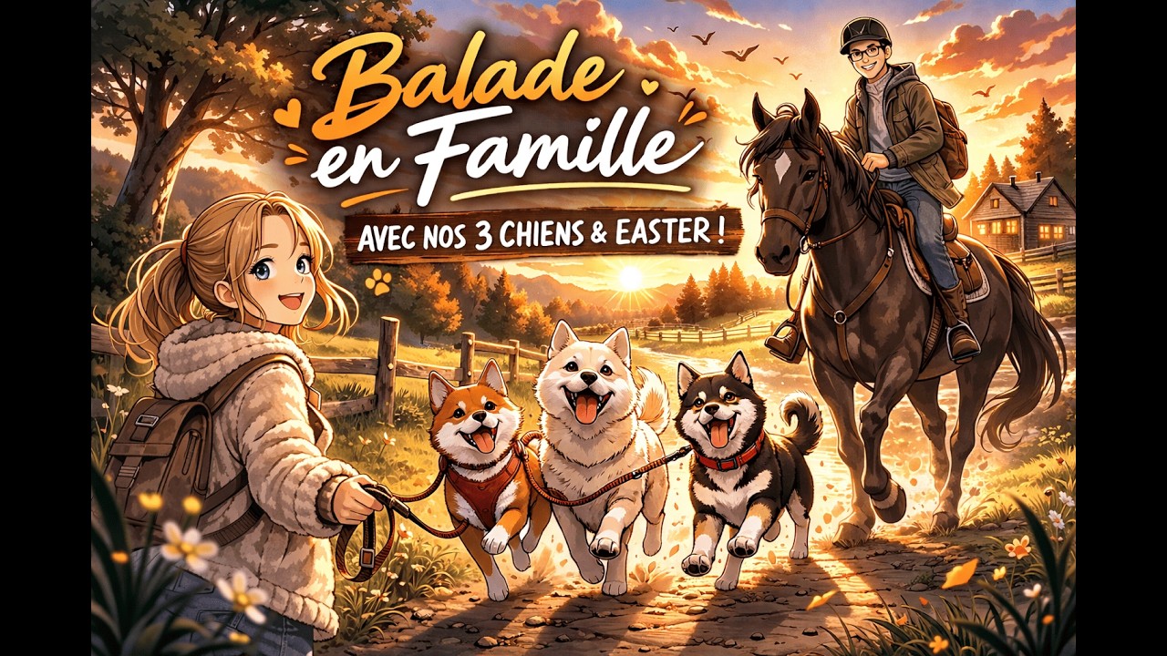 Sortie nature en famille: 1 cheval, 3 chiens et beaucoup d'énergie