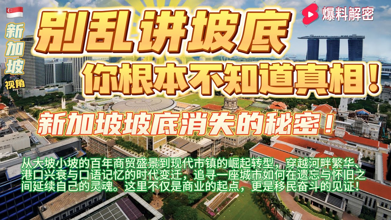 揭开新加坡&ldquo;坡底&rdquo;消失的秘密：从大坡小坡的百年商贸盛景到现代市镇的崛起转型，港口兴衰与口语记忆的时代变迁，追寻一座城市如何在遗忘与怀旧之间延续自己的灵魂#香港#臺灣#新加坡#馬來西亞#美國#华人