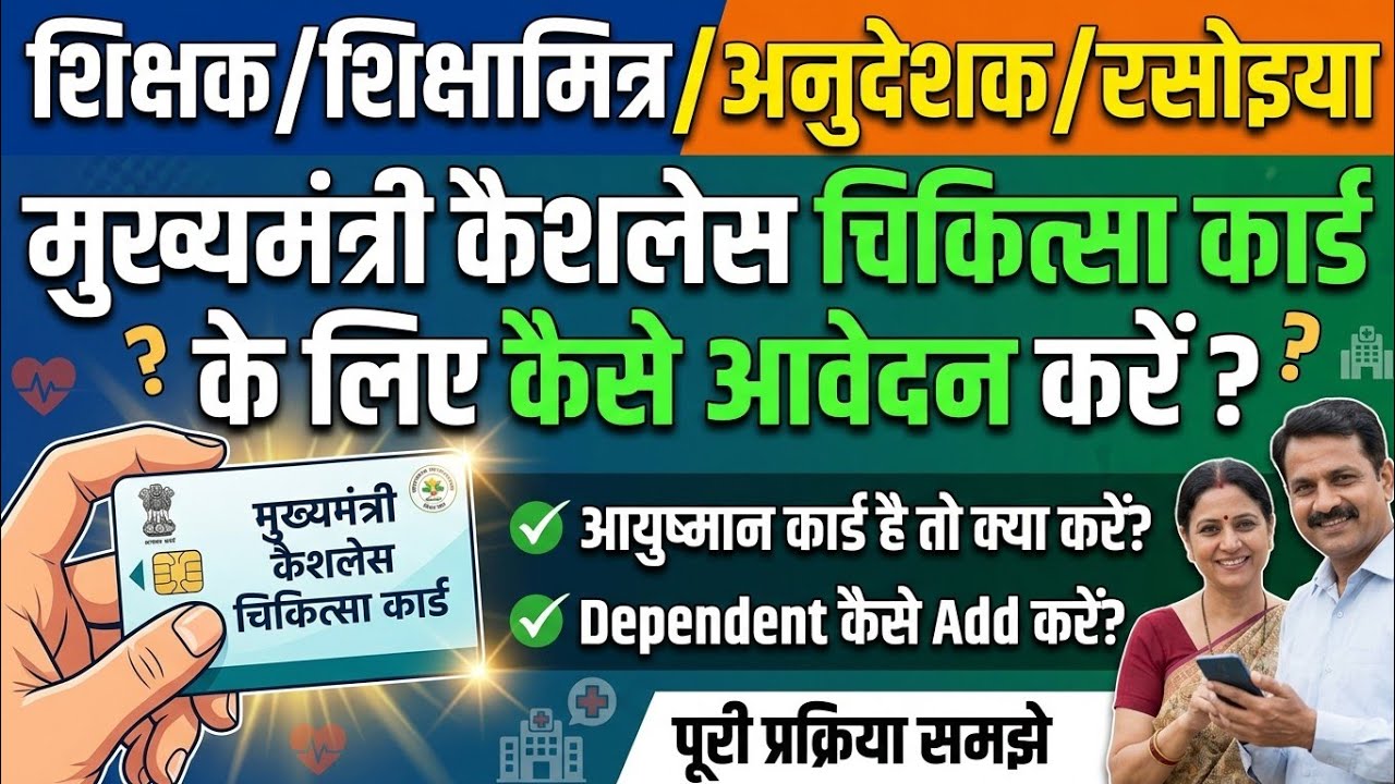 Mukhyamantri teacher cashless health card|teacher cashless health card apply process|cashless card
